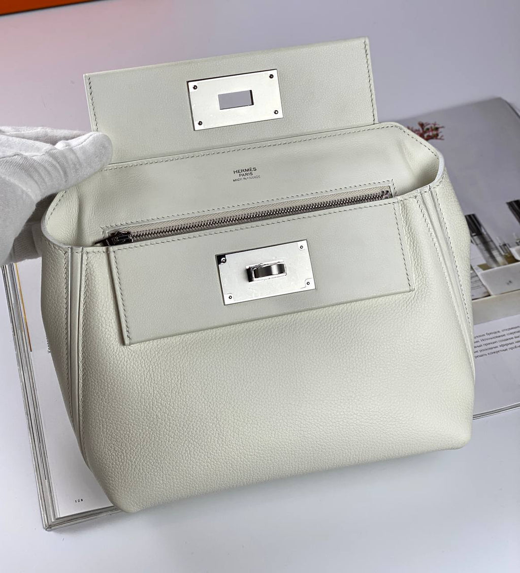 Hermes 24/24 Bag Evercolor with Swift 21 white palladium-platedHardware