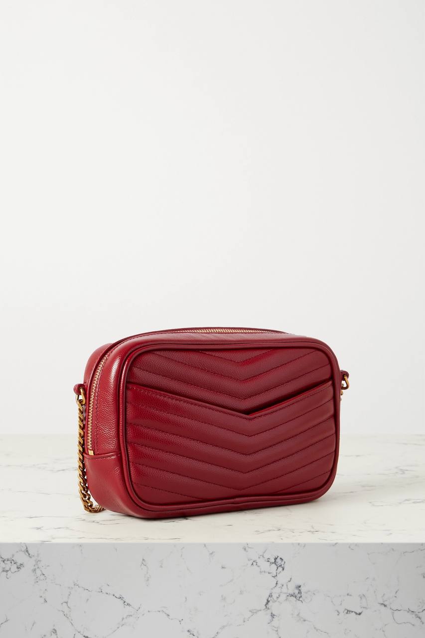 YSL SAINT LAURENT Lou mini textured-leather shoulder bag
