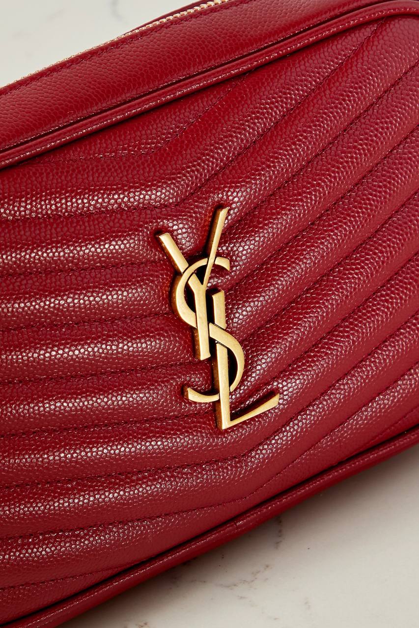 YSL SAINT LAURENT Lou mini textured-leather shoulder bag