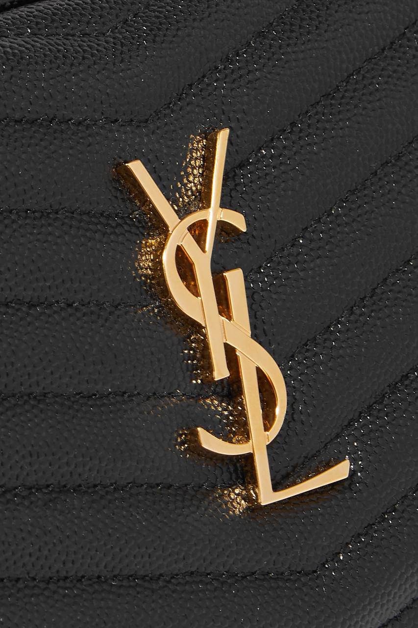 YSL SAINT LAURENT Lou mini quilted textured-leather shoulder bag (Black)