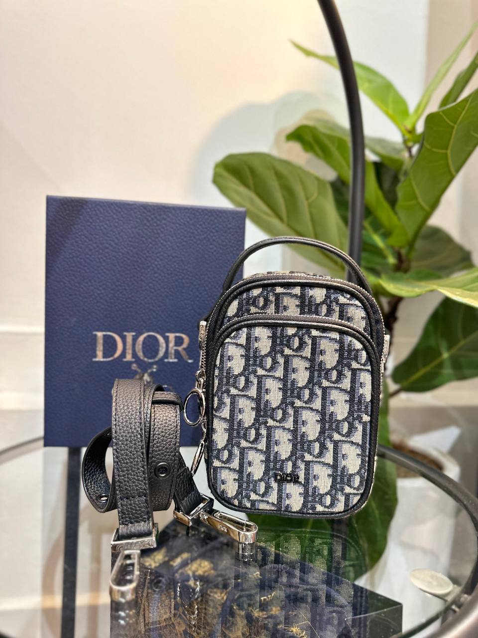 Christian Dior Zip Around Crossbody Pouch Oblique Canvas Mini