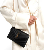 Saint Laurent Cassandre matelassé envelope leather wallet on chain