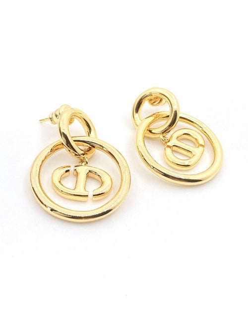 DIOR NAVY EARRINGS GOLD