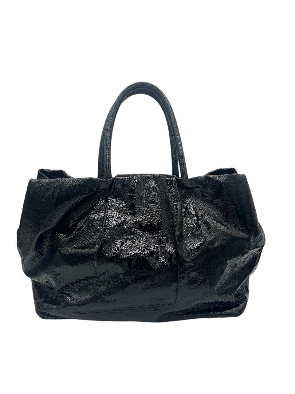 PRADA - Black Patent Leather Tote Bag