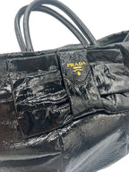 PRADA - Black Patent Leather Tote Bag