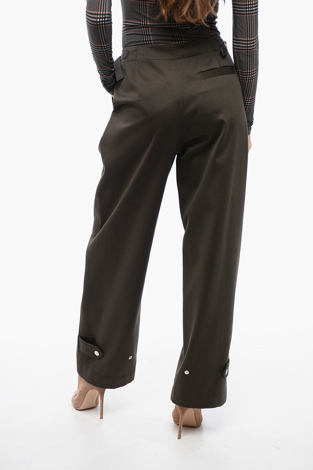 Burberry Pleated Baloon-Fit Pants with Half-Belt