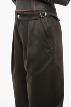 Burberry Pleated Baloon-Fit Pants with Half-Belt