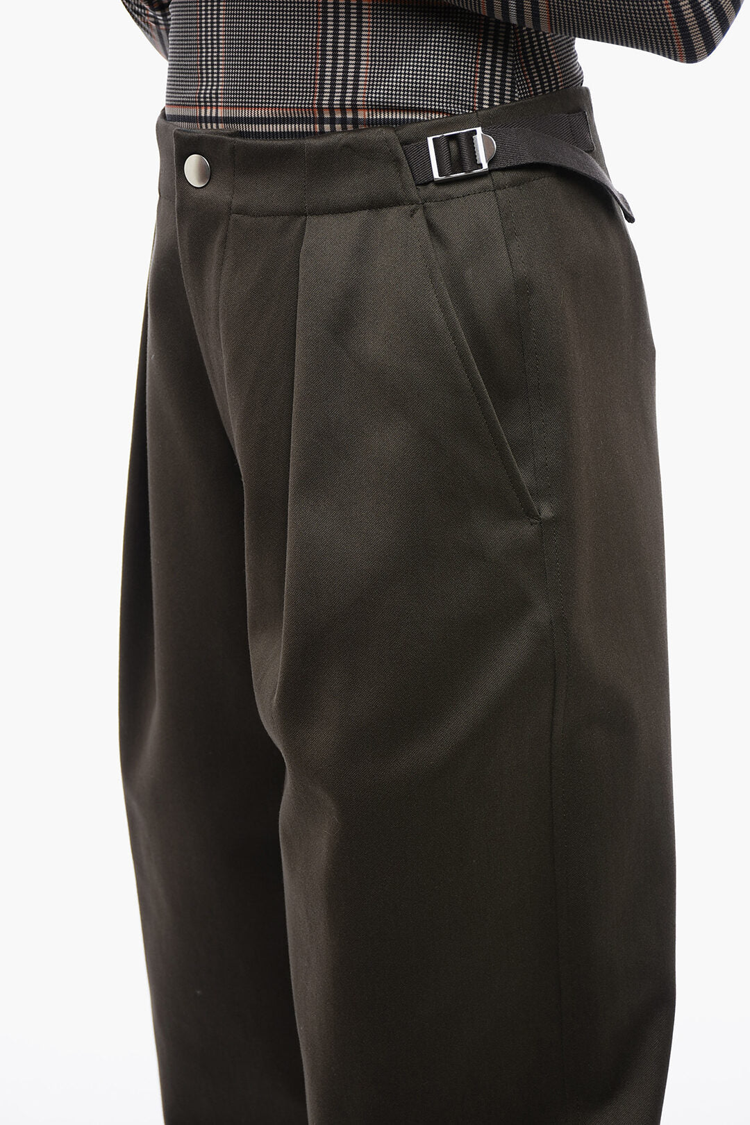 Burberry Pleated Baloon-Fit Pants with Half-Belt