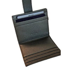 Prada Grey Vitello Grain Leather Card  Bifold Wallet