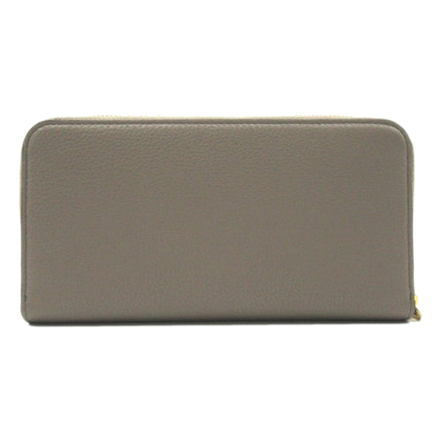 Prada Argilla Gray Vitello Grain Leather Zip Around Continental Wallet