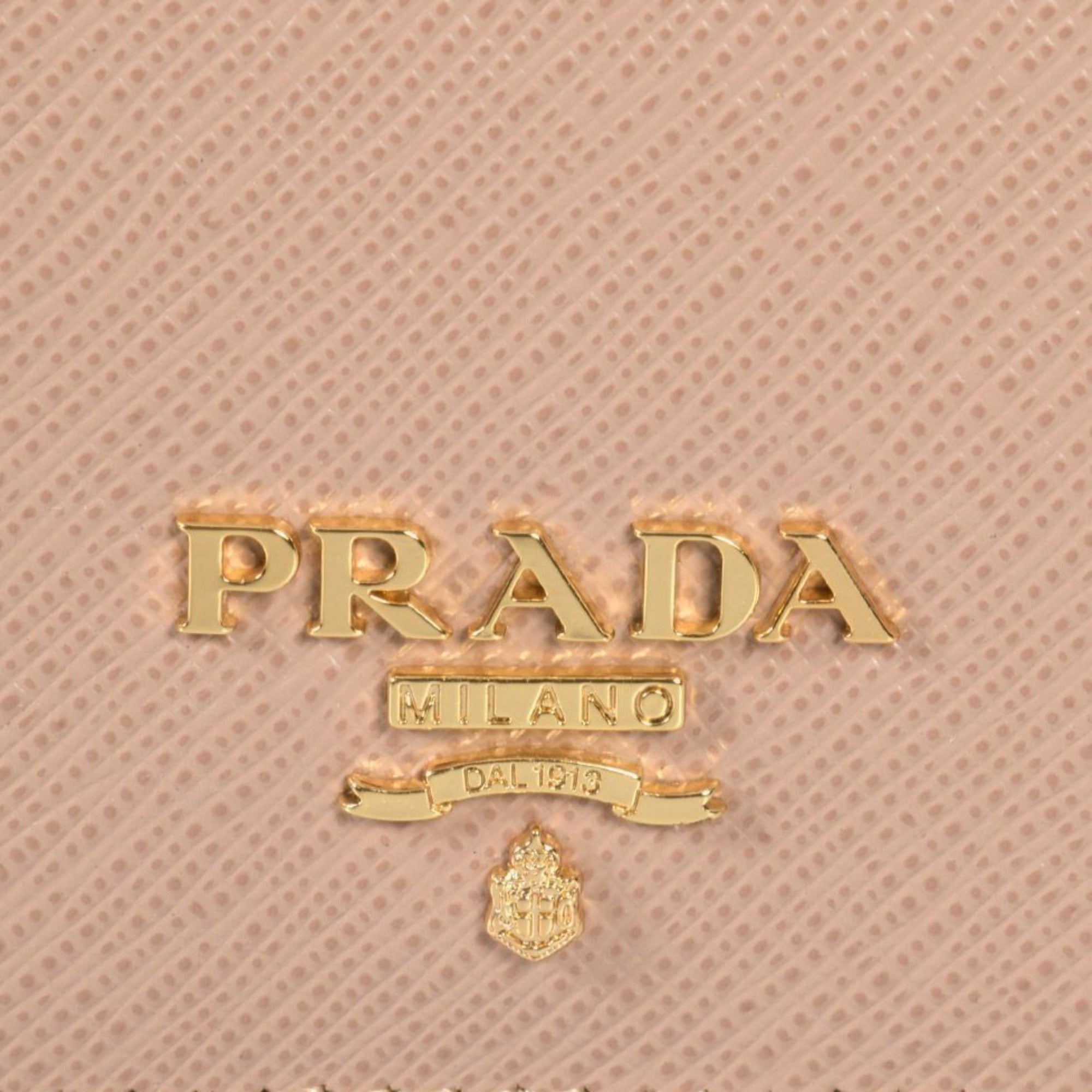Prada Cammeo Beige Saffiano Leather Credit Card Holder Wallet