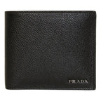 Prada Black Vitello Micro Grain Leather Bifold Wallet