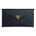 Prada Black Vitello Grain Leather Long Envelope Wallet