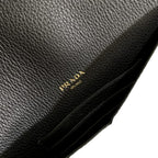 Prada Black Vitello Grain Leather Long Envelope Wallet