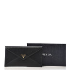 Prada Black Vitello Move Leather Long Envelope Wallet