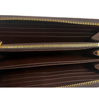 Prada Bruciato Brown Saffiano Leather Zip Around Continental Wallet