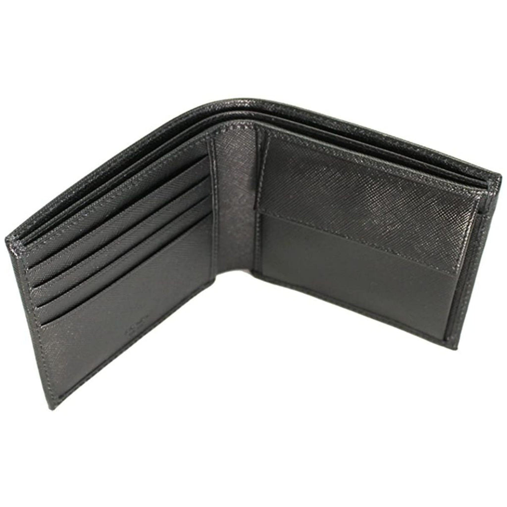 Prada Men's Black Saffiano Leather Logo Billfold Bifold Wallet