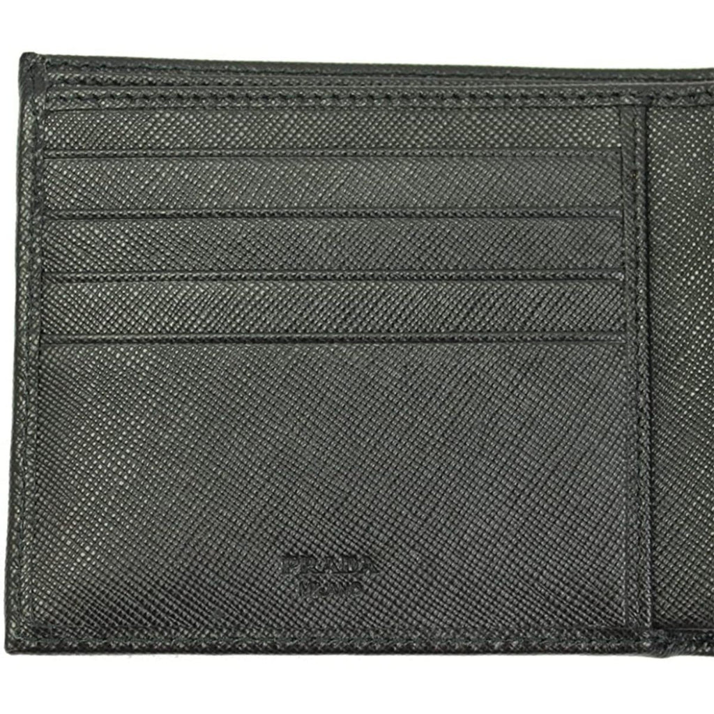 Prada Men's Black Saffiano Leather Logo Billfold Bifold Wallet