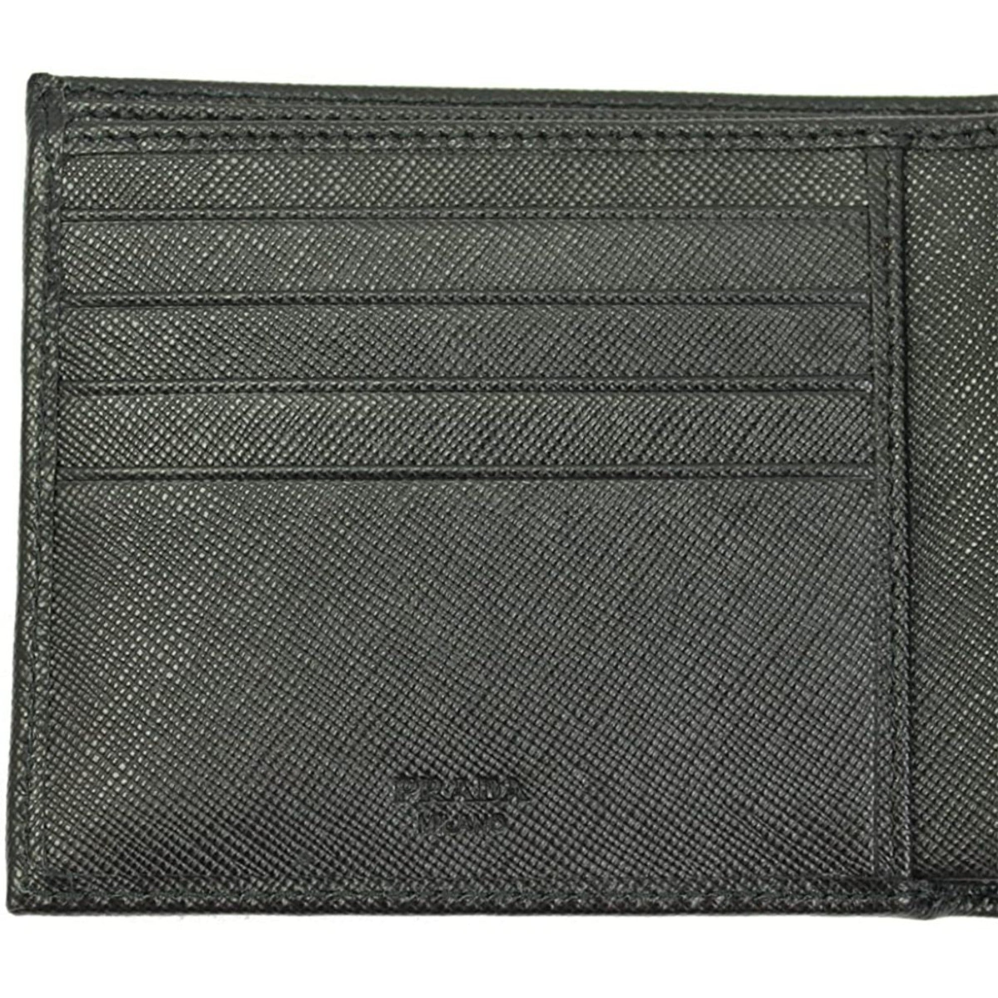 Prada Men's Black Saffiano Leather Logo Billfold Bifold Wallet