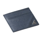Prada Vitello Micro Grain Navy Triangle Logo Cardholder Wallet