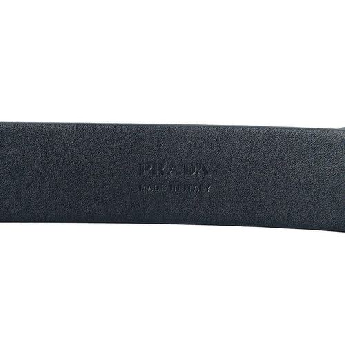 Prada Mens Navy Saffiano Leather Belt  Silver Oval Buckle Belt Size 90-36