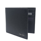 Prada Portaf. Orizzontale Nero Black Vitello Grain Leather Wallet