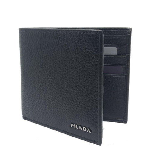 Prada Portaf. Orizzontale Nero Black Vitello Grain Leather Wallet