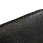 Prada Saffiano Active Black Leather Stripe Zip Around Wallet