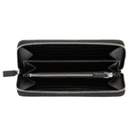 Prada Saffiano Active Black Leather Stripe Zip Around Wallet