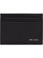 Prada Saffiano Mens Credit Card Wallet Black Nero Silver Logo