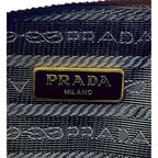 Prada Vitello Daino Cannella Brown Leather Small Cosmetic Case Clutch Bag