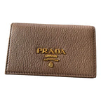 Prada Women's Vitello Grain Cipria Beige Leather Card Case Wallet