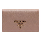 Prada Women's Vitello Grain Cammeo Beige Leather Card Case Wallet