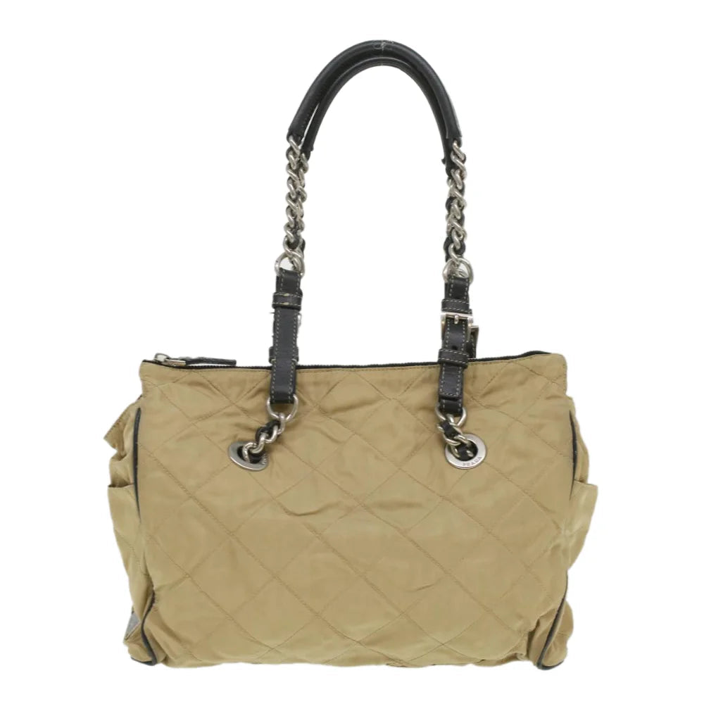 Beige Canvas Prada Shoulder Bag