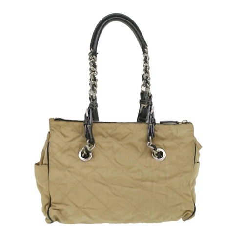 Beige Canvas Prada Shoulder Bag