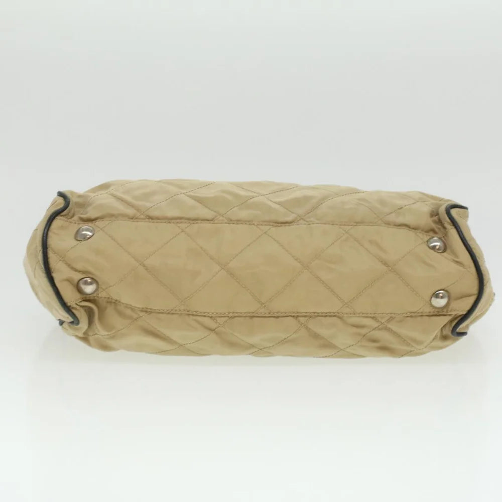 Beige Canvas Prada Shoulder Bag