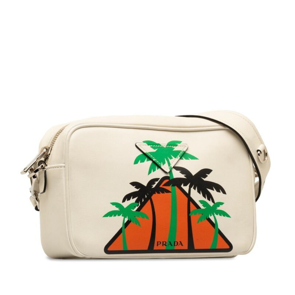Beige Fabric Prada Shoulder Bag