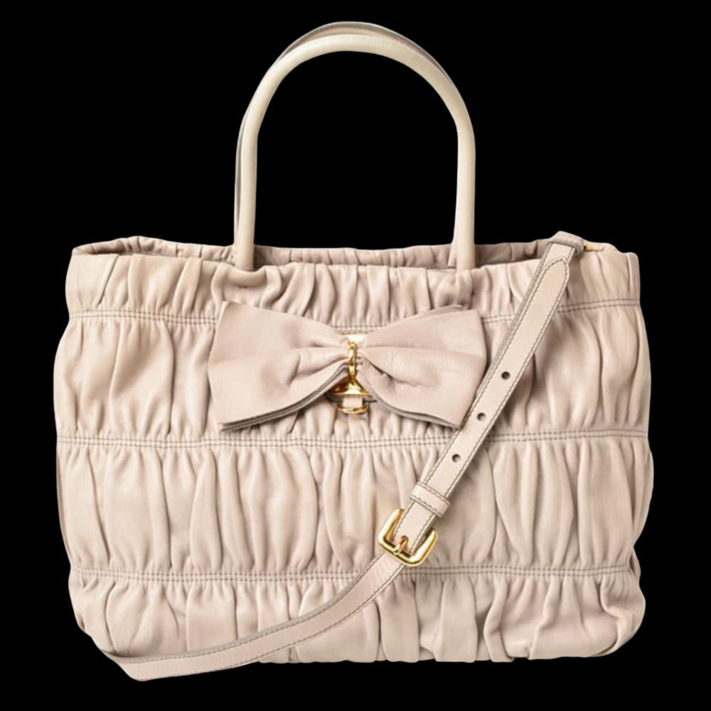 Beige Leather Prada Shoulder Bag