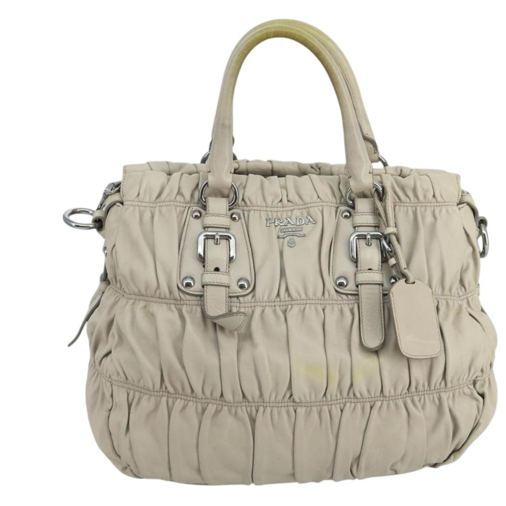 Beige Leather Prada Handbag