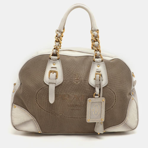 Beige Leather Prada Handbag