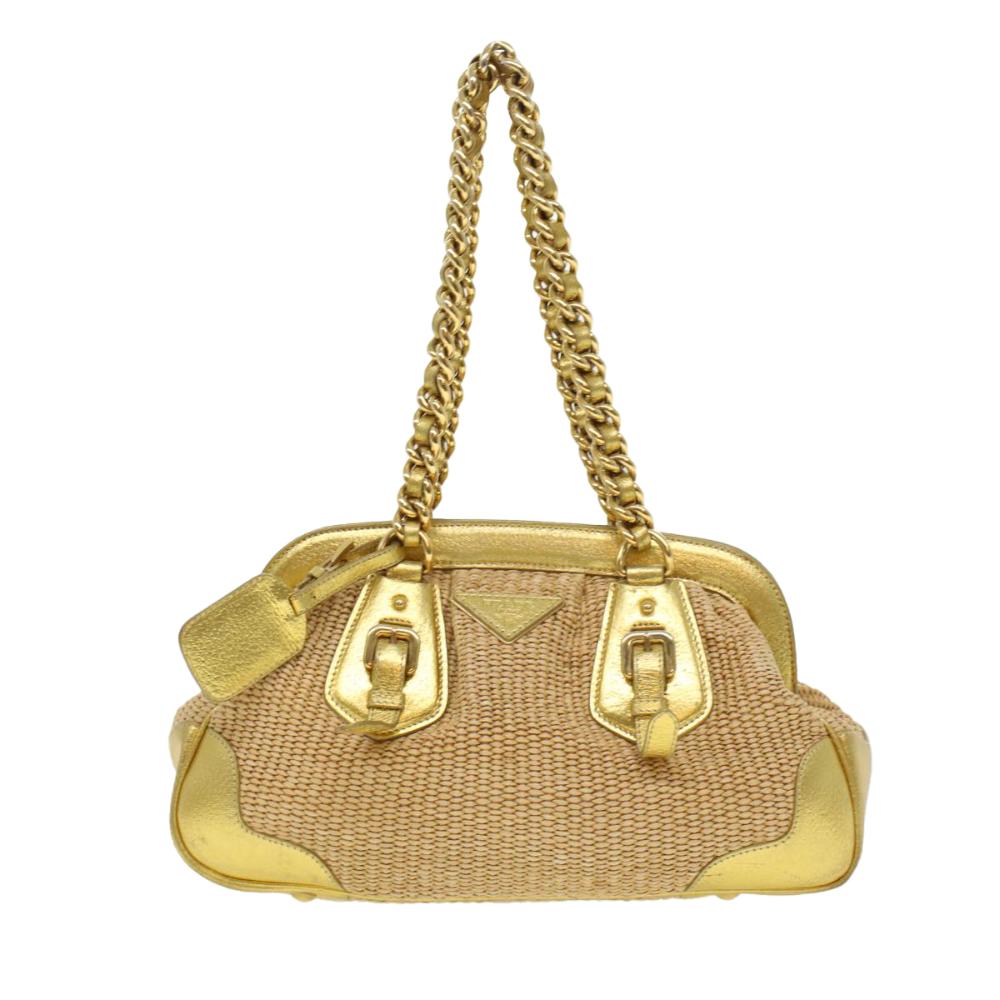 Beige Leather Prada Shoulder Bag