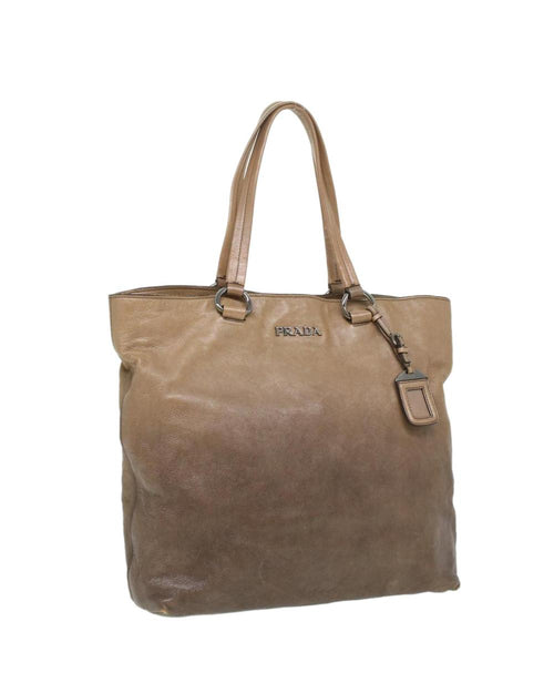Beige Leather Prada Canapa Tote