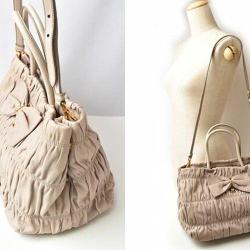 Beige Leather Prada Shoulder Bag