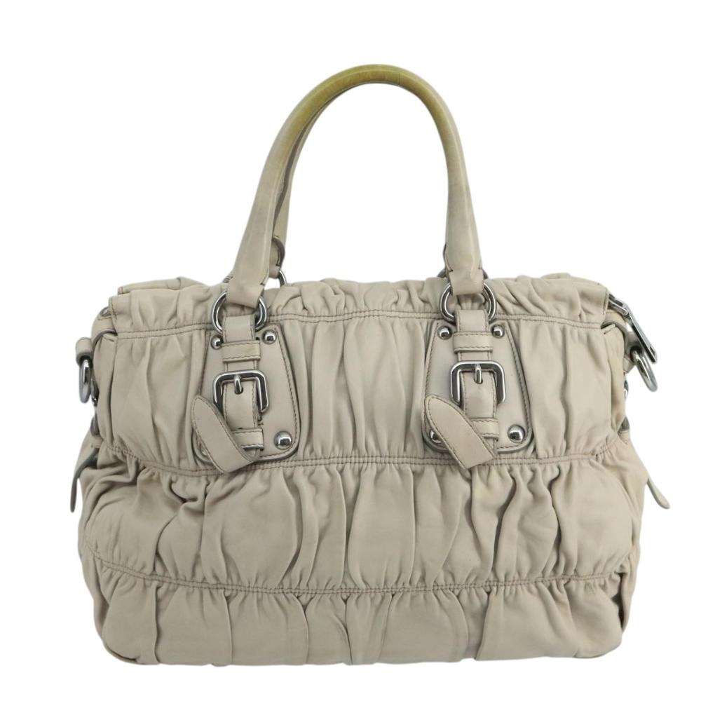 Beige Leather Prada Handbag