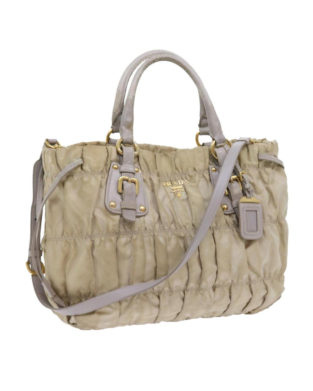 Beige Nylon Prada Handbag