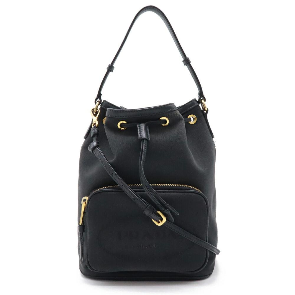 Black Canvas Prada Bucket Bag