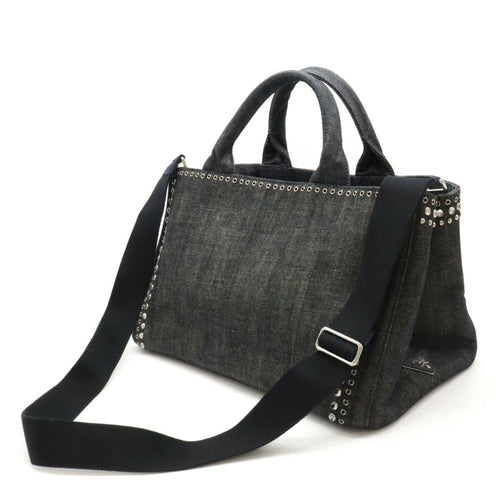 Black Denim Prada Canapa Tote