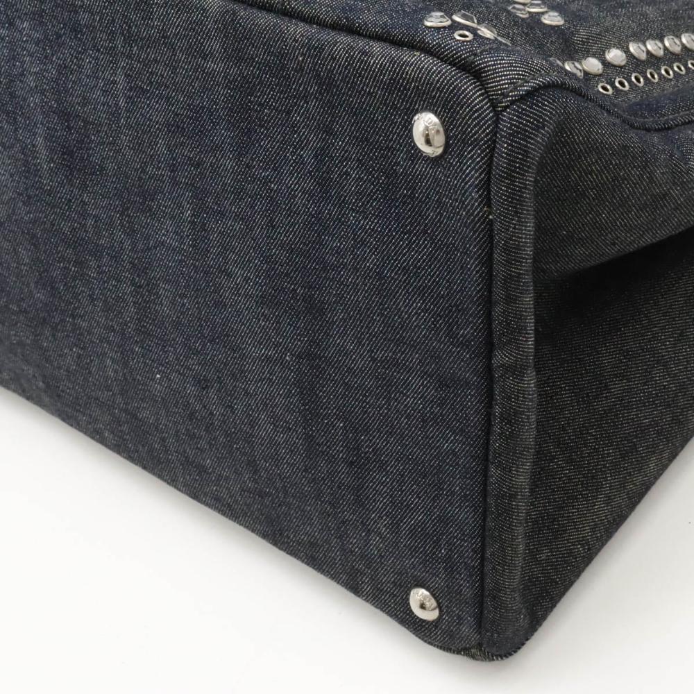 Black Denim Prada Canapa Tote