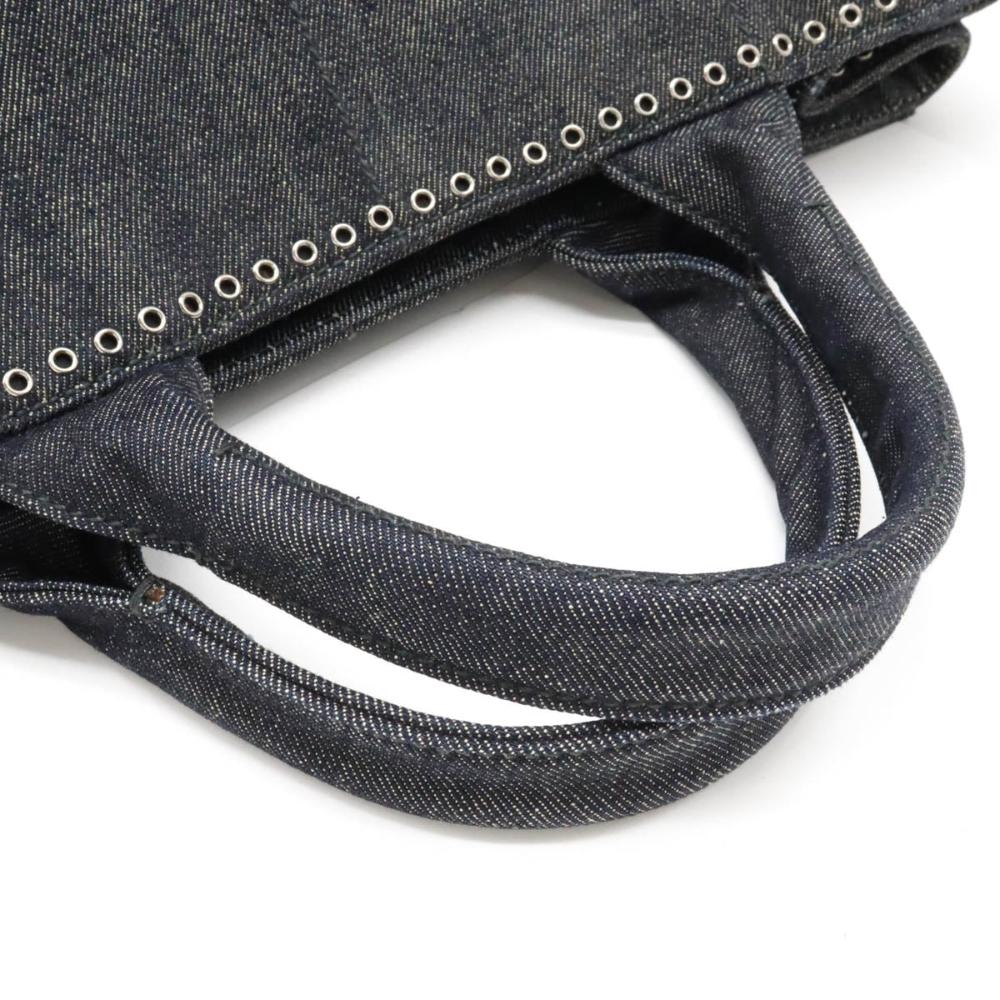Black Denim Prada Canapa Tote