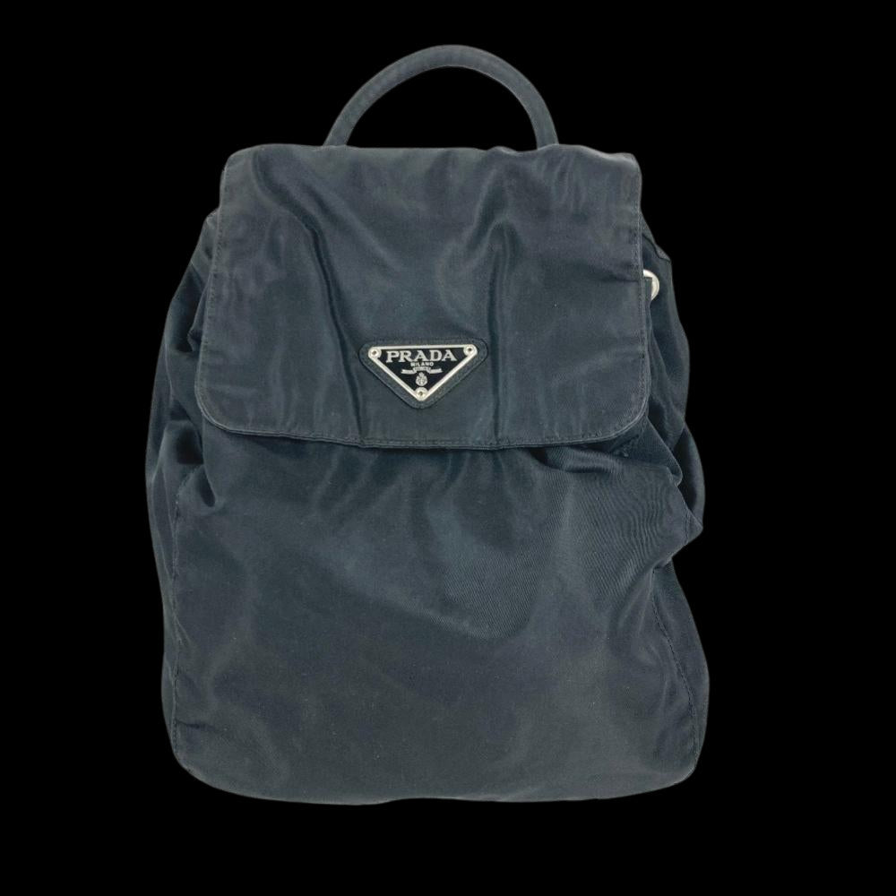 Black Fabric Prada Backpack